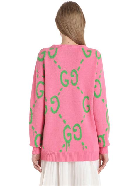 pink vintage gucci sweater|Gucci bee embroidered sweater.